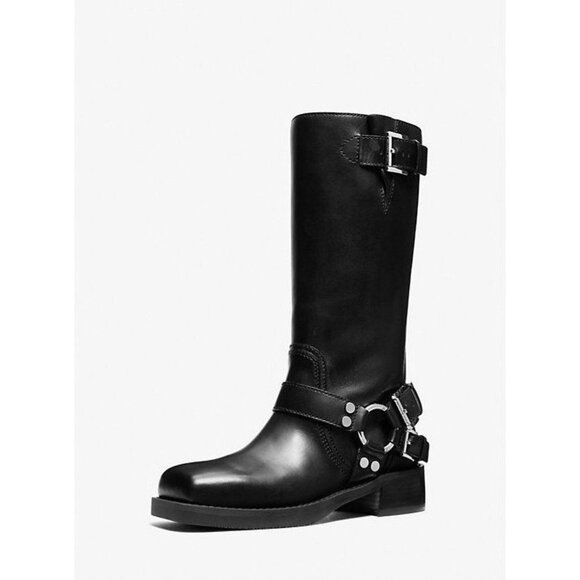 MICHAEL Michael Kors Womens Crosby Leather Moto Boots Black Leather Size 8.5 NIB - Picture 2 of 6